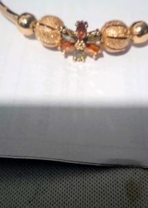 stone floral golden adjustable bracelet