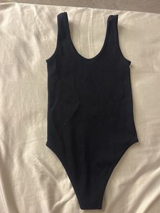 Black Ribbed Tank Bodysuit