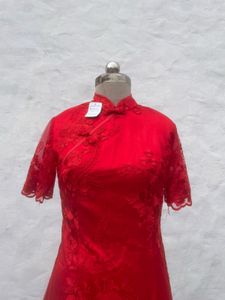 Red Lace Cheongsam Dress