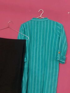 Teal Striped Kurta