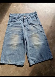 Light Wash Wide Leg Denim Culottes