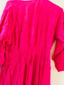 Vibrant Tode Pink Embroidered One piece