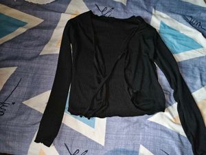 Black Tie-Front Cardigan