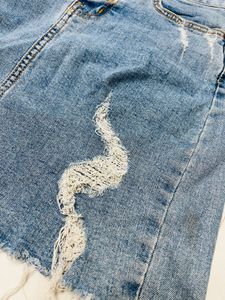 Distressed Denim Mini Skirt