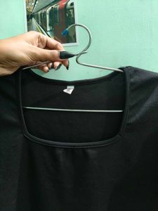 Chic Black Puff Sleeve Square Neck Dress