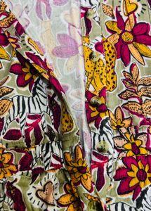 Vibrant Floral &amp; Animal Print Dress Material