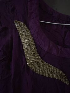 Purple Kurta set with Gold Embellishments