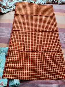 Maroon &amp; Gold Checked Fabric