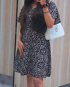 Black Floral Print Dress