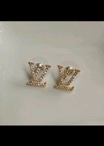 Sparkling 'LV' Logo Stud Earrings