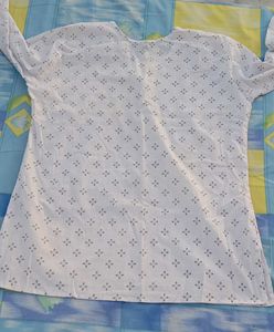 White Printed Cotton Kurta