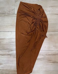 Rust Orange Ruched Skirt