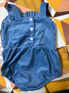 Cute Blue Corduroy Baby Romper