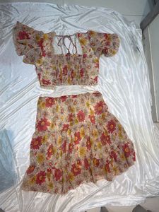 Floral Print Mini Dress with Cutout Detail