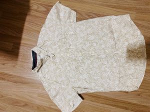Men's Short Sleeve Leaf Print Shirt