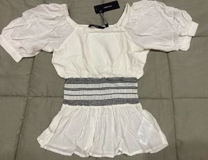 Vero Moda Women White &amp; BlackStriped Cinched Waist
