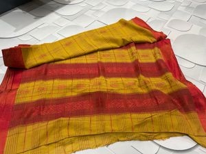 Vibrant Yellow & Red Saree