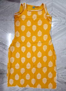 Vibrant Yellow Ethnic Kurta with white la