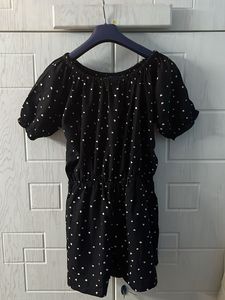 Cute Black Heart Print Romper