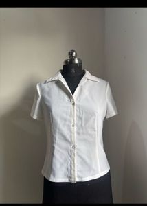 Classic White Short Sleeve Button-Up Shirt