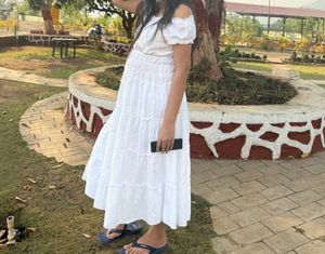White Off-Shoulder Tiered Maxi Dress