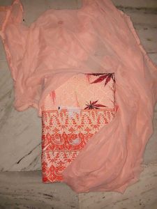 Peach Kurta Suit Set with Dupatta