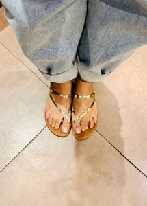 Hype Gold Strappy Flat Sandals