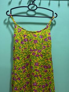 Yellow Floral Print Midi Dress