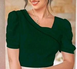 Elegant Emerald Green Puff Sleeve Top