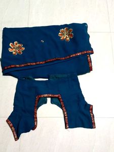 Beautiful Teal Saree with Embellished Blouse