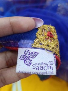 maroon and royal blue embellished saree