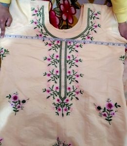 Embroidered Kurta Plazzo Set With Organza Dupatta