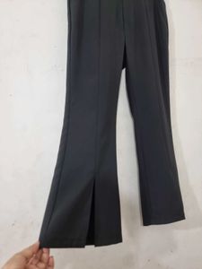 00180 Black Flared Split Hem Pants