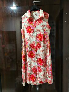 Floral Sleeveless Midi Shirt Dress