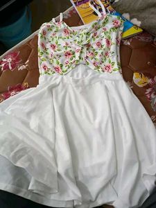 Floral Crop Top and White Skirt Set