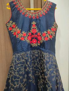 Embroidered Navy Maxi Dress