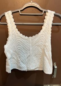 White Crochet Cropped Top