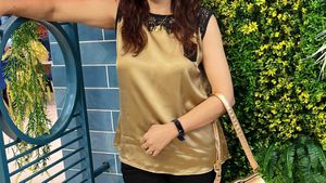 Partywear Golden Satin Top M/L Size