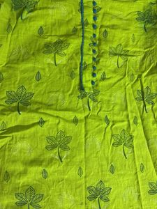 Bright Lime Green Leaf Print Kurta