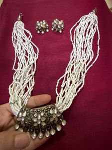🔥White Beaded Necklace Set