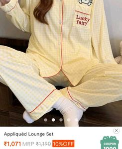Cute Yellow Plaid Lounge Set (size M)