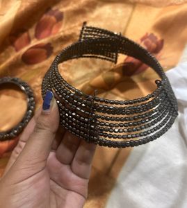 Oxidised Jewelry Set One Neck Piece, 1 Ring And T