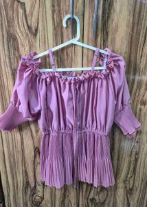 Off-Shoulder Pleated Peplum Top