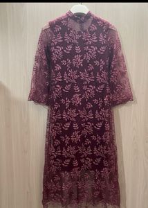 Elegant Burgundy Floral Gown