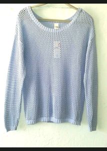 Light Blue Mesh Knit Sweater