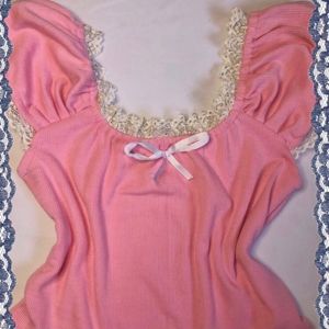 Cute Pink Puff Sleeve Top