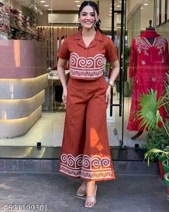 Trendy Red Ethnic Kurta Set with White Print