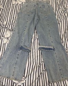 Light Wash Wide Leg Cargo Jeans