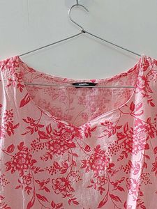 Pink Floral Tunic Top