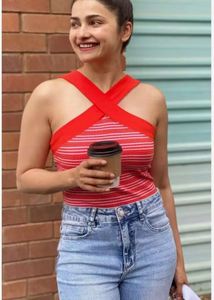 ZARA Striped Bodysuit prachi desai